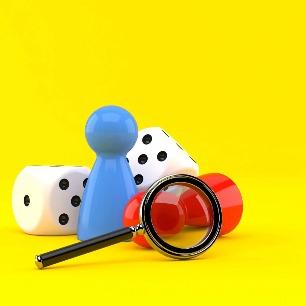 Feature image for best solo board games post - features game pieces against a yellow background
